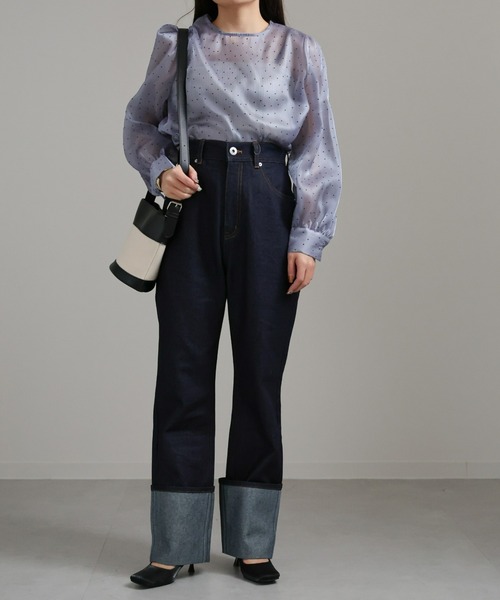 PUTUMAYO - ベロア燕尾カーデ フードブラウス ロールアップパンツ 黒 赤 テイルズ コラボ almo（アルモ）の「ベルトチェーン付きガーターベルト風ブラック