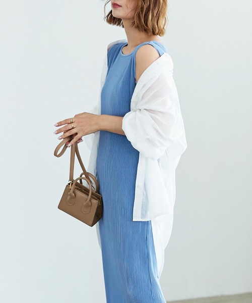 KOBE LETTUCE（コウベレタス）の「コットン100％シアービッグシャツチュニック（シャツ/ブラウス・レディース・モカ/オフホワイト/ピンク/パープル/オレンジ/ブラック・FREE）」の2枚目の写真