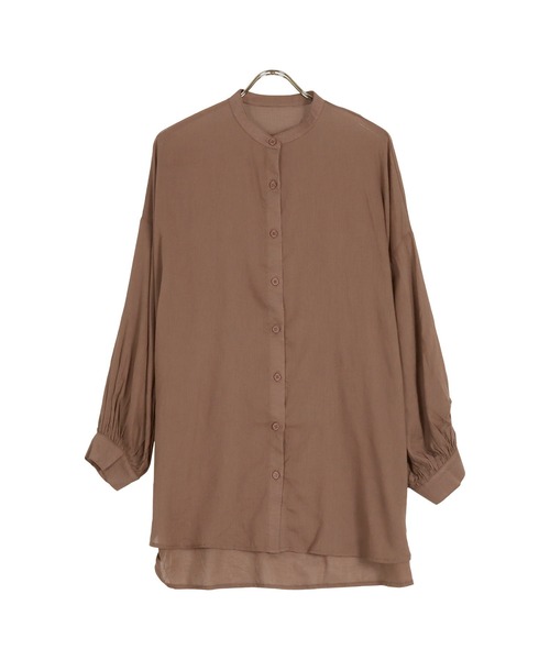 KOBE LETTUCE（コウベレタス）の「コットン100％シアービッグシャツチュニック（シャツ/ブラウス・レディース・モカ/オフホワイト/ピンク/パープル/オレンジ/ブラック・FREE）」の4枚目の写真