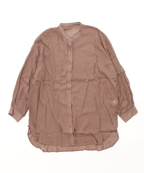 KOBE LETTUCE（コウベレタス）の「コットン100％シアービッグシャツチュニック（シャツ/ブラウス・レディース・モカ/オフホワイト/ピンク/パープル/オレンジ/ブラック・FREE）」の9枚目の写真