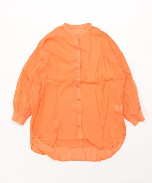 KOBE LETTUCE（コウベレタス）の「コットン100％シアービッグシャツチュニック（シャツ/ブラウス・レディース・モカ/オフホワイト/ピンク/パープル/オレンジ/ブラック・FREE）」の8枚目の写真