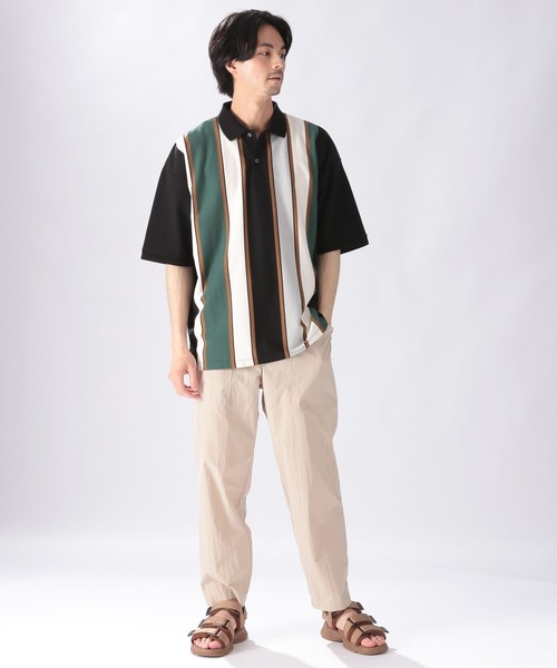 niko and...（ニコアンド）の「アシメストライプポロプルオーバー（ポロシャツ・メンズ・オフホワイト/ブラック/ベージュ/グリーン・MEDIUM/LARGE）」の19枚目の写真