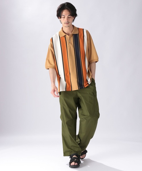 niko and...（ニコアンド）の「アシメストライプポロプルオーバー（ポロシャツ・メンズ・オフホワイト/ブラック/ベージュ/グリーン・MEDIUM/LARGE）」の14枚目の写真