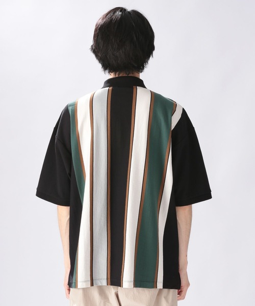 niko and...（ニコアンド）の「アシメストライプポロプルオーバー（ポロシャツ・メンズ・オフホワイト/ブラック/ベージュ/グリーン・MEDIUM/LARGE）」の17枚目の写真