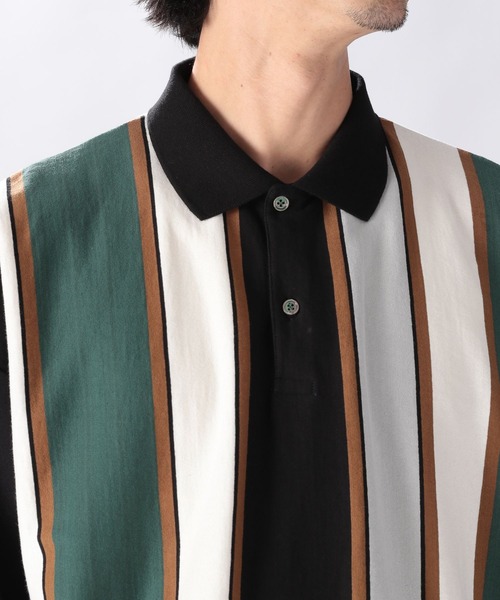 niko and...（ニコアンド）の「アシメストライプポロプルオーバー（ポロシャツ・メンズ・オフホワイト/ブラック/ベージュ/グリーン・MEDIUM/LARGE）」の12枚目の写真