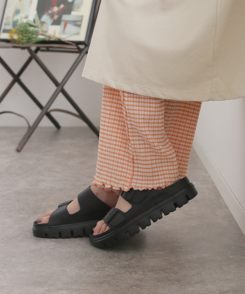 B.C STOCK(ベーセーストック)の「クリンクルチェックイージーパンツ(その他パンツ・レディース・ブラック/グリーン/オレンジ・FREE)」の3枚目の写真