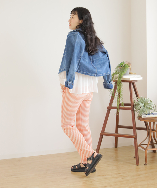 B.C STOCK(ベーセーストック)の「クリンクルチェックイージーパンツ(その他パンツ・レディース・ブラック/グリーン/オレンジ・FREE)」の14枚目の写真