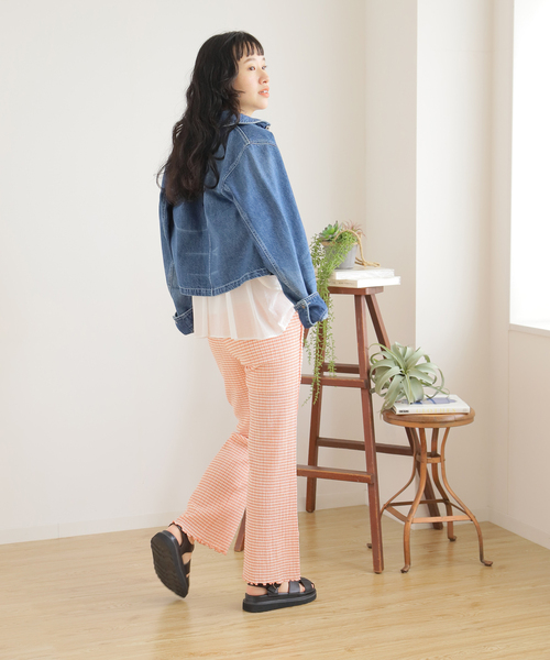 B.C STOCK(ベーセーストック)の「クリンクルチェックイージーパンツ(その他パンツ・レディース・ブラック/グリーン/オレンジ・FREE)」の13枚目の写真