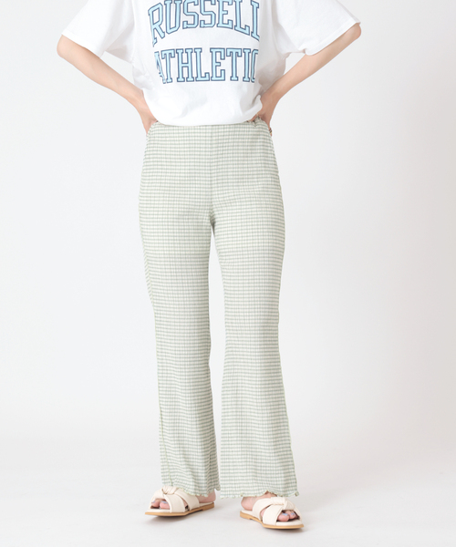 B.C STOCK(ベーセーストック)の「クリンクルチェックイージーパンツ(その他パンツ・レディース・ブラック/グリーン/オレンジ・FREE)」の12枚目の写真