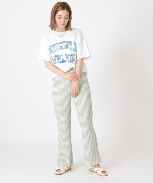 B.C STOCK(ベーセーストック)の「クリンクルチェックイージーパンツ(その他パンツ・レディース・ブラック/グリーン/オレンジ・FREE)」の11枚目の写真