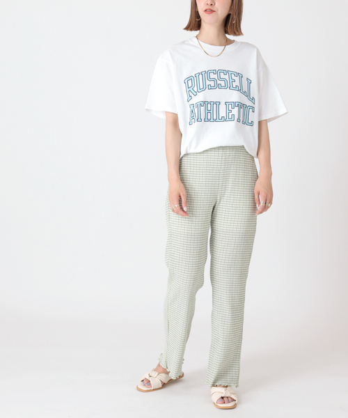 B.C STOCK(ベーセーストック)の「クリンクルチェックイージーパンツ(その他パンツ・レディース・ブラック/グリーン/オレンジ・FREE)」の9枚目の写真