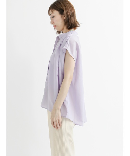 Lugnoncure（ルノンキュール）の「イージーケア（しわになりにくい）ギャザーブラウス（シャツ/ブラウス・レディース・ブラック/パープル/オフホワイト・ﾌﾘ-）」の8枚目の写真