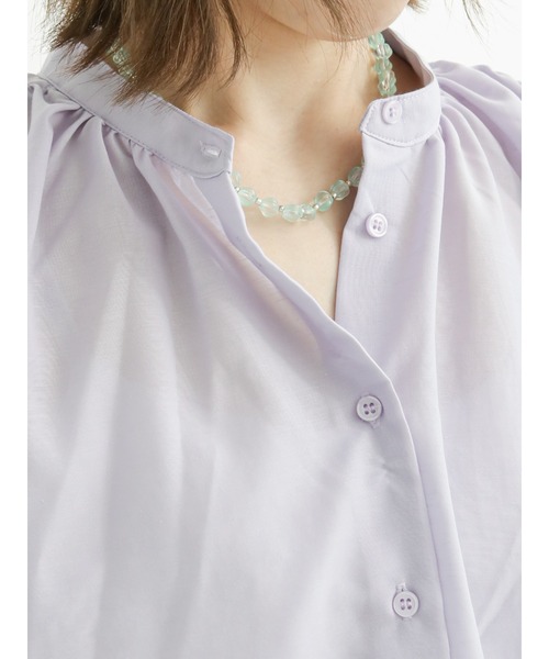 Lugnoncure（ルノンキュール）の「イージーケア（しわになりにくい）ギャザーブラウス（シャツ/ブラウス・レディース・ブラック/パープル/オフホワイト・ﾌﾘ-）」の10枚目の写真