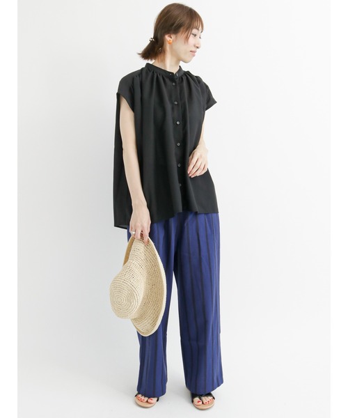 Lugnoncure（ルノンキュール）の「イージーケア（しわになりにくい）ギャザーブラウス（シャツ/ブラウス・レディース・ブラック/パープル/オフホワイト・ﾌﾘ-）」の6枚目の写真