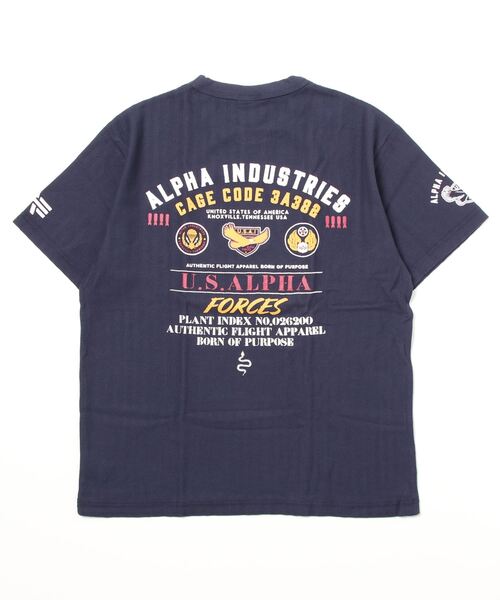 Alpha Industries（アルファインダストリーズ）の「ALPHA/アルファ HERRINGBONE MILITARY BACKPRINT T-SHIRT（Tシャツ/カットソー・メンズ・ホワイト/ブラック/グリーン系その他/ネイビー・L/M/XL）」の7枚目の写真