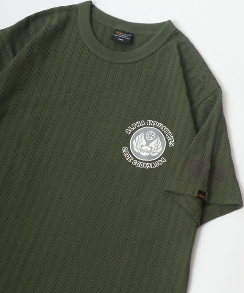 Alpha Industries（アルファインダストリーズ）の「ALPHA/アルファ HERRINGBONE MILITARY BACKPRINT T-SHIRT（Tシャツ/カットソー・メンズ・ホワイト/ブラック/グリーン系その他/ネイビー・L/M/XL）」の3枚目の写真