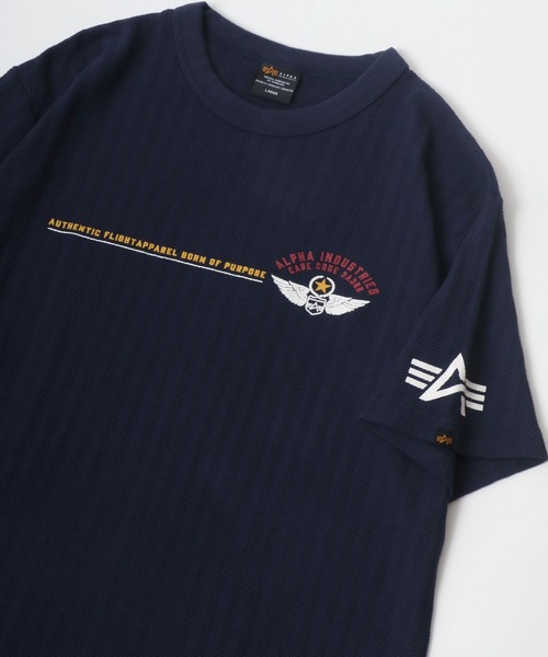 Alpha Industries（アルファインダストリーズ）の「ALPHA/アルファ HERRINGBONE MILITARY BACKPRINT T-SHIRT（Tシャツ/カットソー・メンズ・ホワイト/ブラック/グリーン系その他/ネイビー・L/M/XL）」の4枚目の写真