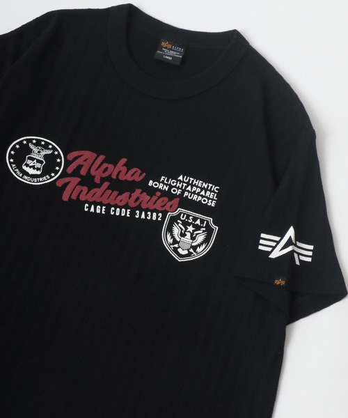 Alpha Industries（アルファインダストリーズ）の「ALPHA/アルファ HERRINGBONE MILITARY BACKPRINT T-SHIRT（Tシャツ/カットソー・メンズ・ホワイト/ブラック/グリーン系その他/ネイビー・L/M/XL）」の2枚目の写真