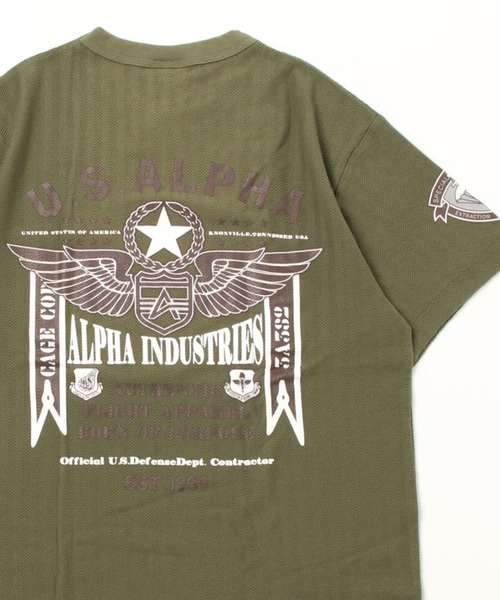 Alpha Industries（アルファインダストリーズ）の「ALPHA/アルファ HERRINGBONE MILITARY BACKPRINT T-SHIRT（Tシャツ/カットソー・メンズ・ホワイト/ブラック/グリーン系その他/ネイビー・L/M/XL）」の15枚目の写真