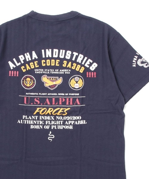 Alpha Industries（アルファインダストリーズ）の「ALPHA/アルファ HERRINGBONE MILITARY BACKPRINT T-SHIRT（Tシャツ/カットソー・メンズ・ホワイト/ブラック/グリーン系その他/ネイビー・L/M/XL）」の16枚目の写真