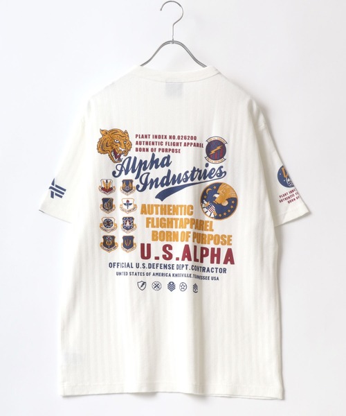 Alpha Industries（アルファインダストリーズ）の「ALPHA/アルファ HERRINGBONE MILITARY BACKPRINT T-SHIRT（Tシャツ/カットソー・メンズ・ホワイト/ブラック/グリーン系その他/ネイビー・L/M/XL）」の19枚目の写真
