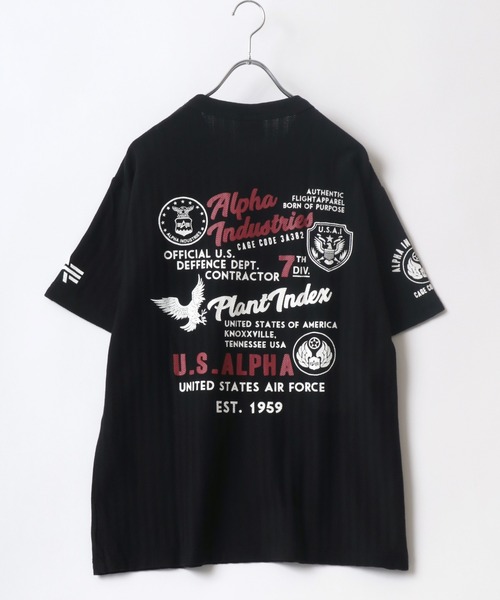 Alpha Industries（アルファインダストリーズ）の「ALPHA/アルファ HERRINGBONE MILITARY BACKPRINT T-SHIRT（Tシャツ/カットソー・メンズ・ホワイト/ブラック/グリーン系その他/ネイビー・L/M/XL）」の22枚目の写真