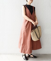 〈洗濯機可能〉ナイロンタフタVネックジャンパースカート◆