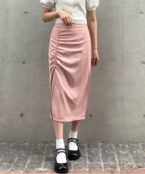 Crea titty&Co. PETIT(クレアティティーアンドコープチ)の「【Crea titty&Co. PETIT】スリットペンシルスカート(スカート・レディース・ピンク・FREE)」の1枚目の写真