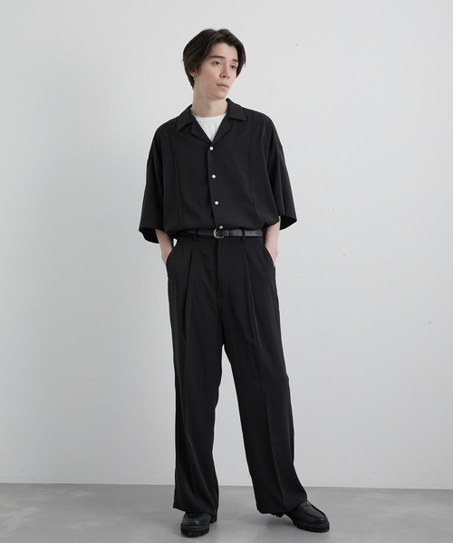 JUNRED（ジュンレッド）の「スローテックワイドフレアパンツ（スラックス・メンズ・ブラック/ベージュ系その他/グリーン系その他・S/M/L）」の10枚目の写真