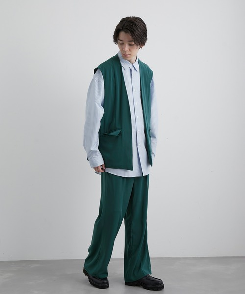 JUNRED（ジュンレッド）の「スローテックワイドフレアパンツ（スラックス・メンズ・ブラック/ベージュ系その他/グリーン系その他・S/M/L）」の14枚目の写真