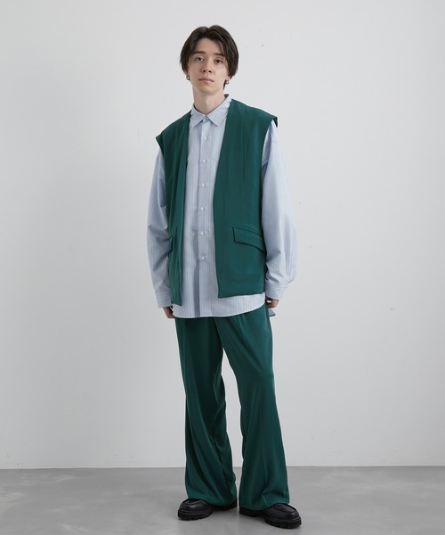 JUNRED（ジュンレッド）の「スローテックワイドフレアパンツ（スラックス・メンズ・ブラック/ベージュ系その他/グリーン系その他・S/M/L）」の15枚目の写真