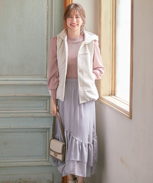 ANY SIS(エニィスィス)の「【洗える】ティアードプリント スカート(スカート・レディース・ライラック系5/イエロー系5・1/2/3)」の4枚目の写真
