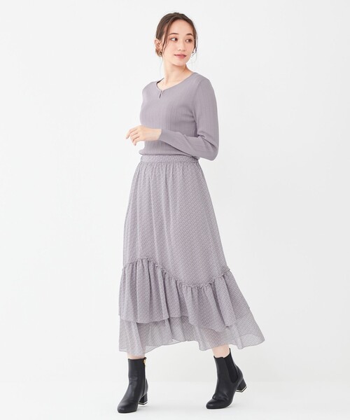 ANY SIS(エニィスィス)の「【洗える】ティアードプリント スカート(スカート・レディース・ライラック系5/イエロー系5・1/2/3)」の7枚目の写真
