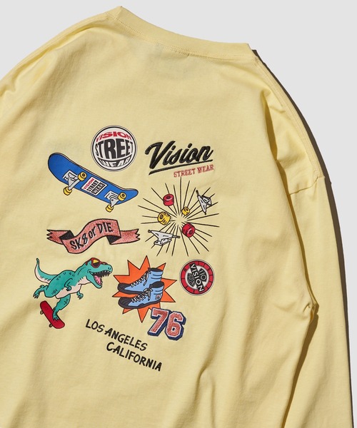 VISION STREET WEAR(ヴィジョンストリートウェア)の「【VISION STREET WEAR】ビッグシルエット マルチイラスト ロングスリーブTシャツ(Tシャツ/カットソー・レディース・ホワイト/ブラック/パープル/ブルー/スカイブルー/レモンイエロー・MEDIUM/LARGE/X-LARGE)」の6枚目の写真