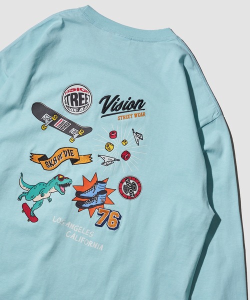 VISION STREET WEAR(ヴィジョンストリートウェア)の「【VISION STREET WEAR】ビッグシルエット マルチイラスト ロングスリーブTシャツ(Tシャツ/カットソー・レディース・ホワイト/ブラック/パープル/ブルー/スカイブルー/レモンイエロー・MEDIUM/LARGE/X-LARGE)」の3枚目の写真