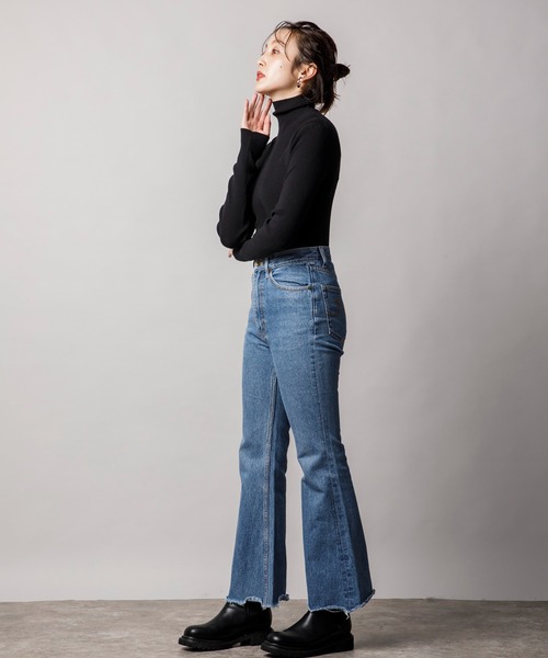 CIENA（シエナ）の「リブアレンジタートルニット（ニット/セーター・レディース・ホワイト/ブラック/オレンジ/グリーン・FREE）」の9枚目の写真