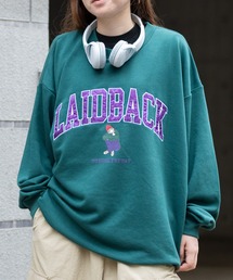 【a-r】〔Red Cap Girl/レッドキャップガール〕裏毛 LAIDBACK ワッペン刺繍&プリント ビックシルエットクルーネックスウェット