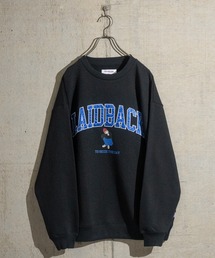 【a-r】〔Red Cap Girl/レッドキャップガール〕裏毛 LAIDBACK ワッペン刺繍＆プリント ビックシルエットクルーネックスウェット