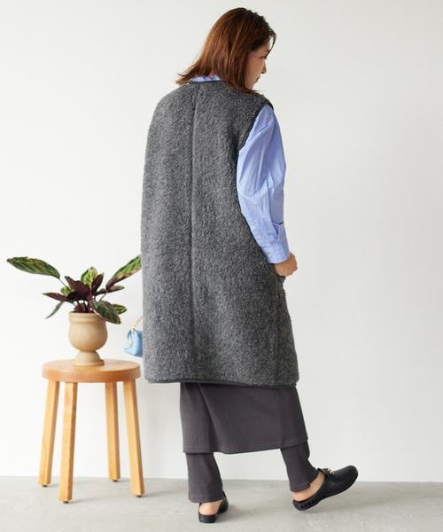 COLD BREAKER（コールドブレーカー）の「《追加》【COLD BREAKER/コールドブレイカー】RELUME ロングベスト（ベスト・レディース・アイボリー/チャコールグレー・FREE）」の9枚目の写真