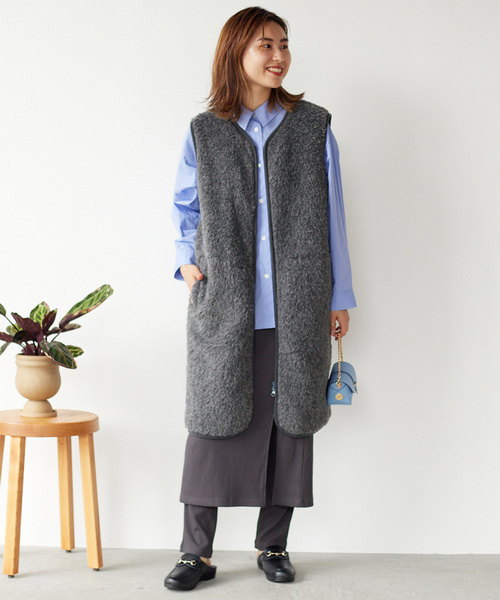 COLD BREAKER（コールドブレーカー）の「《追加》【COLD BREAKER/コールドブレイカー】RELUME ロングベスト（ベスト・レディース・アイボリー/チャコールグレー・FREE）」の10枚目の写真