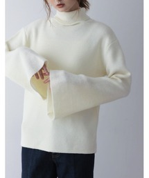 Re:EDIT | [新色追加][2022A/W COLLECTION]アルパカタッチフレアスリーブタートルネックニットトップス(ニット/セーター)