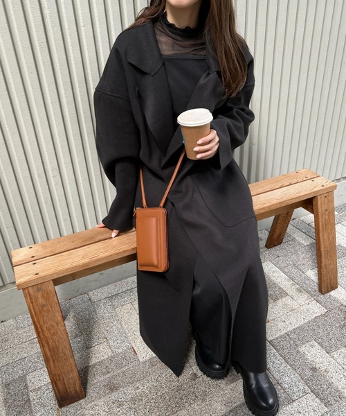 CLEA(クレア)の「ベルト付きオーバーサイズチェスターコート(チェスターコート・レディース・ブラック/ブラウン・FREE)」の6枚目の写真