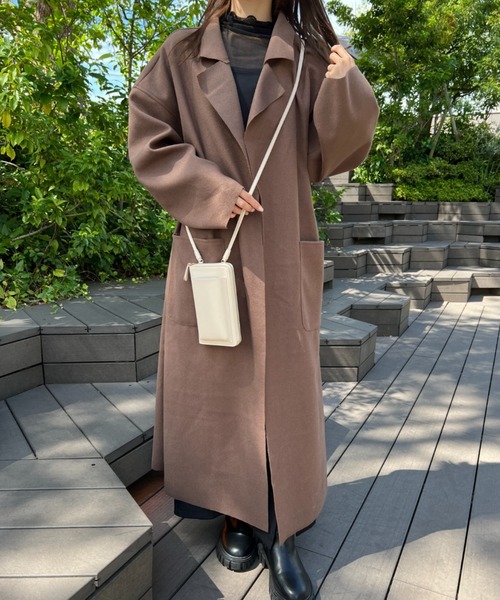 CLEA(クレア)の「ベルト付きオーバーサイズチェスターコート(チェスターコート・レディース・ブラック/ブラウン・FREE)」の5枚目の写真