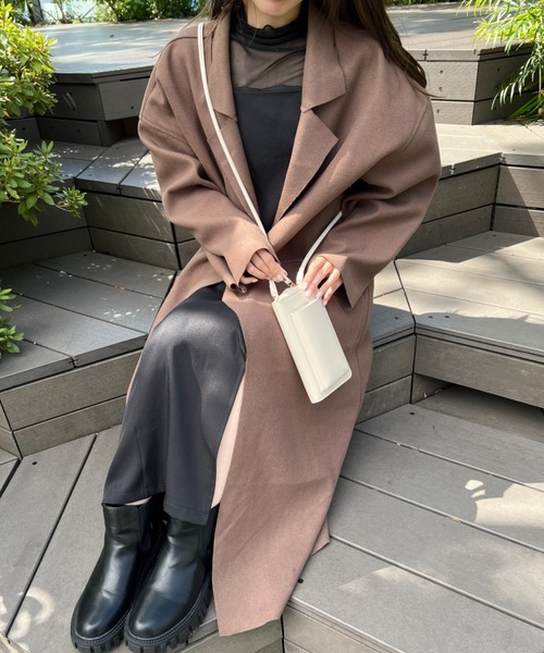 CLEA(クレア)の「ベルト付きオーバーサイズチェスターコート(チェスターコート・レディース・ブラック/ブラウン・FREE)」の3枚目の写真