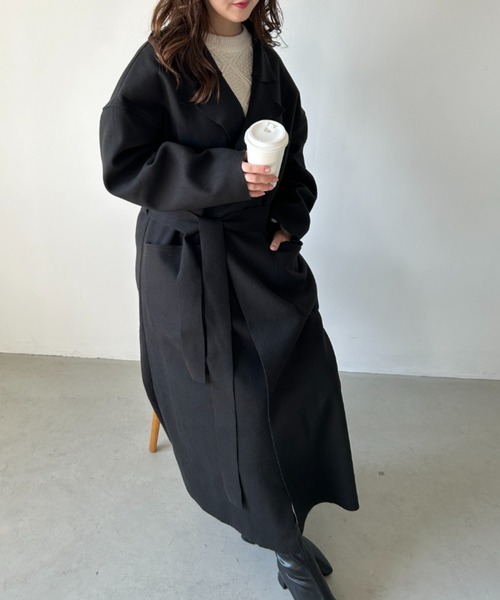 CLEA(クレア)の「ベルト付きオーバーサイズチェスターコート(チェスターコート・レディース・ブラック/ブラウン・FREE)」の16枚目の写真