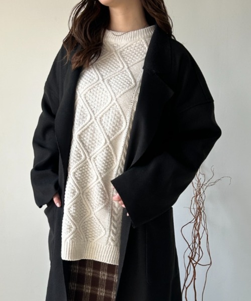 CLEA(クレア)の「ベルト付きオーバーサイズチェスターコート(チェスターコート・レディース・ブラック/ブラウン・FREE)」の13枚目の写真