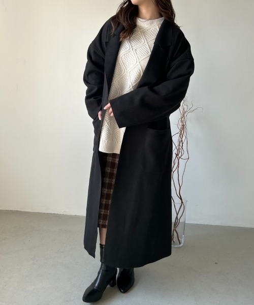 CLEA(クレア)の「ベルト付きオーバーサイズチェスターコート(チェスターコート・レディース・ブラック/ブラウン・FREE)」の10枚目の写真