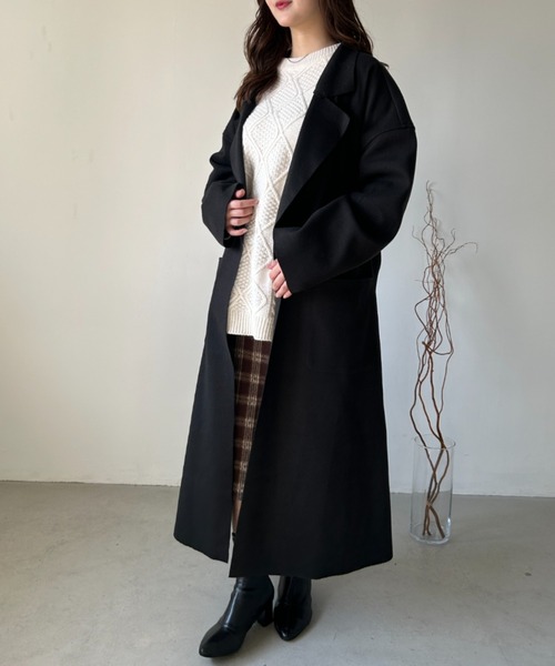 CLEA(クレア)の「ベルト付きオーバーサイズチェスターコート(チェスターコート・レディース・ブラック/ブラウン・FREE)」の11枚目の写真