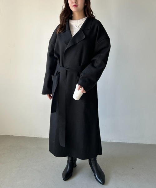 CLEA(クレア)の「ベルト付きオーバーサイズチェスターコート(チェスターコート・レディース・ブラック/ブラウン・FREE)」の14枚目の写真