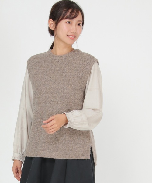 LBC（エルビーシー）の「ウール混バックシャンベスト（ベスト・レディース・ライトグレー/ブラック/グレー/グリーン・M/L）」の3枚目の写真